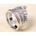 #9006 Women's Fashion Queen Crown Pattern Ring Set Rhinestone Two-piece Rings