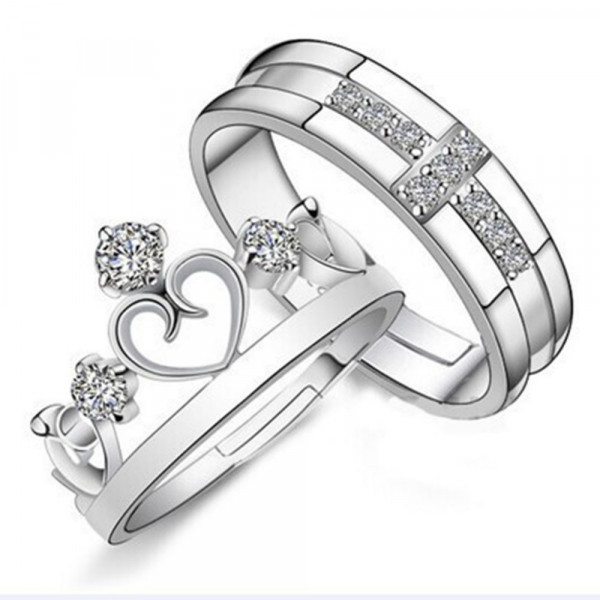 9017 Silver Plated Prince Princes Imperial Crown Adjustable Couple Ring 9017 Silver Plated Prince Princes Imperial Crown Adjustable Couple Ring