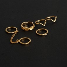 9003 6Pcs Urban Rhinestone Above Knuckle Stacking Band Mid Rings