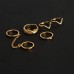 9003 6Pcs Urban Rhinestone Above Knuckle Stacking Band Mid Rings