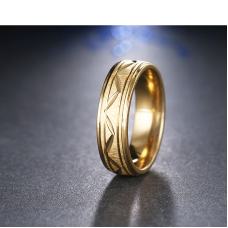 #9087 Stainless Steel Ring Women and Men Handsome 18k Gold Plated Fashion ring
