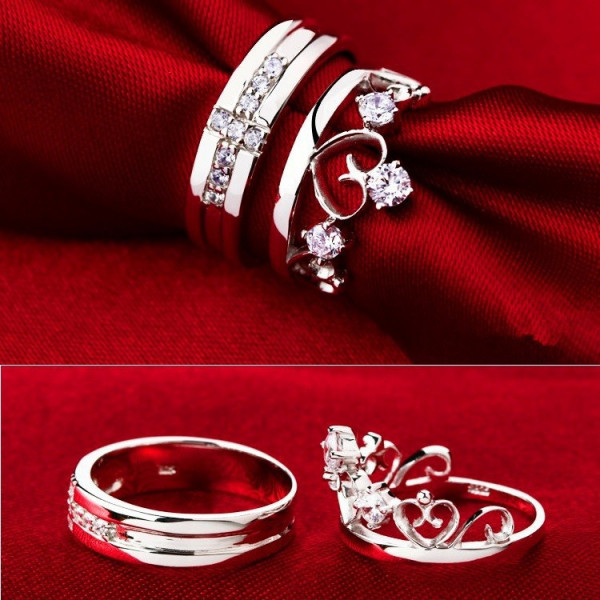 9017 Silver Plated Prince Princes Imperial Crown Adjustable Couple Ring 9017 Silver Plated Prince Princes Imperial Crown Adjustable Couple Ring