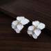 #1030 New elegant noble White flower gold plated rhinestone earrings
