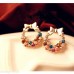 #1117New Fashion Rhinestone Colorful Rhinestone Bow Vintage Stud Earrings