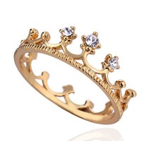 9035 Women Gold Filled Crystal Rhinestone Crown Ring
