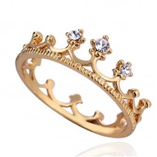 9035 Women Gold Filled Crystal Rhinestone Crown Ring