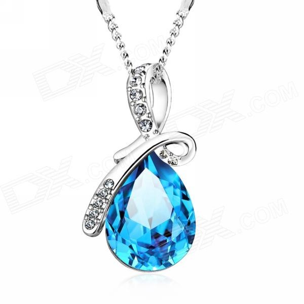 #7000 Women Turquoise Crystal Oval Drop Pendant Necklace with chain #7000 Women Turquoise Crystal Oval Drop Pendant Necklace with chain