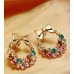 #1117New Fashion Rhinestone Colorful Rhinestone Bow Vintage Stud Earrings