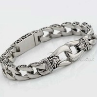 3106 Davieslee Mens Bracelet 316L Stainless Steel Bracelet Silver Color Curved Curb Link Chain Wholesale Jewelry 