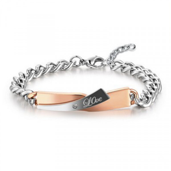 3113 Love Couple Bracelets Stainless Steel Crytal Charm Bracelets For Women Men Drop Shipping 3113 Love Couple Bracelets Stainless Steel Crytal Charm Bracelets For Women Men Drop Shipping