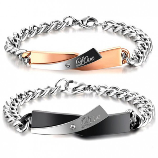 3113 Love Couple Bracelets Stainless Steel Crytal Charm Bracelets For Women Men Drop Shipping 3113 Love Couple Bracelets Stainless Steel Crytal Charm Bracelets For Women Men Drop Shipping