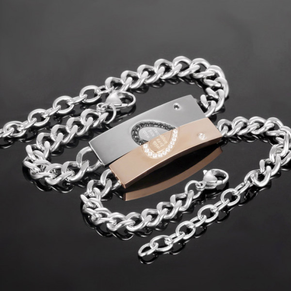 3114 Love Couple Bracelets Stainless Steel Jewelry Chain Lovers Valentine's Day Gift Half Heart Bracelet For Women Men Jewellery 3114 Love Couple Bracelets Stainless Steel Jewelry Chain Lovers Valentine's Day Gift Half Heart Bracelet For Women Men Jewellery