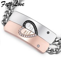 3114 Love Couple Bracelets Stainless Steel Jewelry Chain Lovers Valentine's Day Gift Half Heart Bracelet For Women Men Jewellery