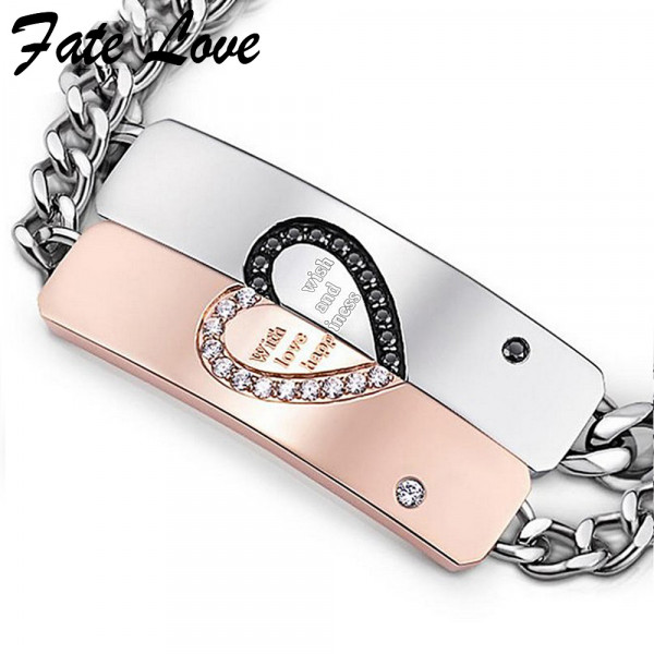 3114 Love Couple Bracelets Stainless Steel Jewelry Chain Lovers Valentine's Day Gift Half Heart Bracelet For Women Men Jewellery 3114 Love Couple Bracelets Stainless Steel Jewelry Chain Lovers Valentine's Day Gift Half Heart Bracelet For Women Men Jewellery