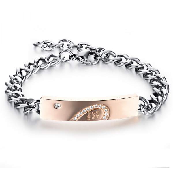 3114 Love Couple Bracelets Stainless Steel Jewelry Chain Lovers Valentine's Day Gift Half Heart Bracelet For Women Men Jewellery 3114 Love Couple Bracelets Stainless Steel Jewelry Chain Lovers Valentine's Day Gift Half Heart Bracelet For Women Men Jewellery