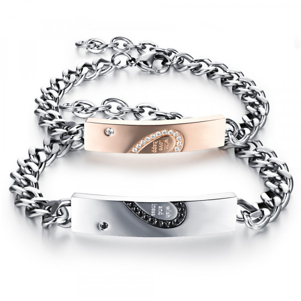 3114 Love Couple Bracelets Stainless Steel Jewelry Chain Lovers Valentine's Day Gift Half Heart Bracelet For Women Men Jewellery 3114 Love Couple Bracelets Stainless Steel Jewelry Chain Lovers Valentine's Day Gift Half Heart Bracelet For Women Men Jewellery
