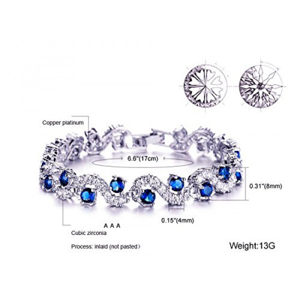 #3103 Rich Royal Blue Crystal High Grade CZ Chain Bracelet For Women and Girls #3103 Rich Royal Blue Crystal High Grade CZ Chain Bracelet For Women and Girls