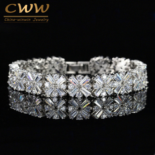 3107 Zircons Women Fashion Jewelry Gorgeous Silver Color Spring Flower Cubic Zirconia Connected Tennis Bracelet 3107 Zircons Women Fashion Jewelry Gorgeous Silver Color Spring Flower Cubic Zirconia Connected Tennis Bracelet