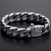 3106 Davieslee Mens Bracelet 316L Stainless Steel Bracelet Silver Color Curved Curb Link Chain Wholesale Jewelry 