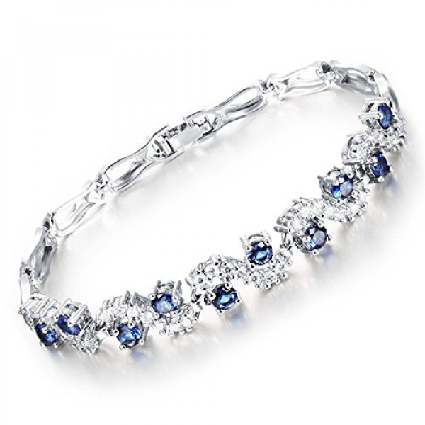 #3103 Rich Royal Blue Crystal High Grade CZ Chain Bracelet For Women and Girls #3103 Rich Royal Blue Crystal High Grade CZ Chain Bracelet For Women and Girls