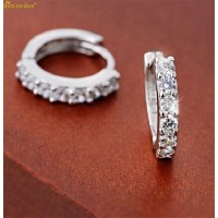 1361 Fashion Silver Plated Round Clear Rhinestone Crystal Cuff Earring Hoop Ear Stud