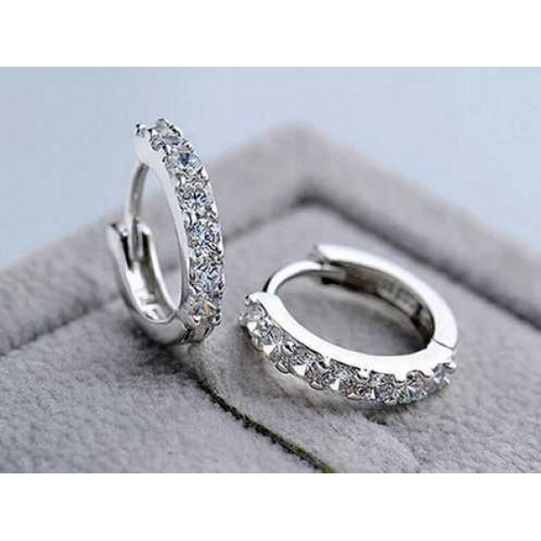 1361 Fashion Silver Plated Round Clear Rhinestone Crystal Cuff Earring Hoop Ear Stud 1361 Fashion Silver Plated Round Clear Rhinestone Crystal Cuff Earring Hoop Ear Stud