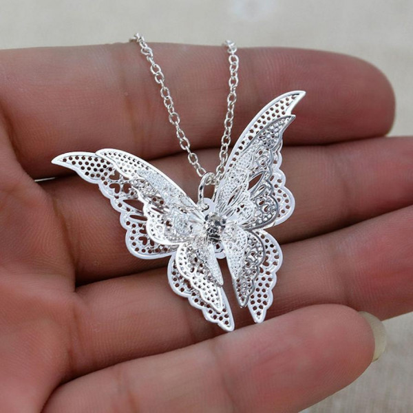 #7059 Woman Lovely Butterfly Pendant Chain Necklace Jewellery #7059 Woman Lovely Butterfly Pendant Chain Necklace Jewellery