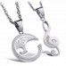 7104 Classic Lucky Stainless Steel Couple Matching Music Note Pendant Necklace 