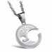 7104 Classic Lucky Stainless Steel Couple Matching Music Note Pendant Necklace 