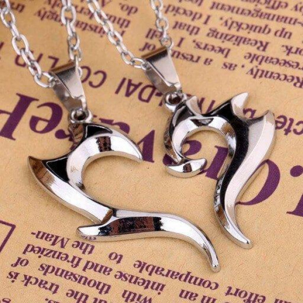 7105 STAINLESS STEEL UNIQUE MAGIC WAND DESIGN HEART SHAPE PENDANT COUPLE NECKLACE 7105 STAINLESS STEEL UNIQUE MAGIC WAND DESIGN HEART SHAPE PENDANT COUPLE NECKLACE