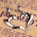 7105 STAINLESS STEEL UNIQUE MAGIC WAND DESIGN HEART SHAPE PENDANT COUPLE NECKLACE