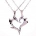 7105 STAINLESS STEEL UNIQUE MAGIC WAND DESIGN HEART SHAPE PENDANT COUPLE NECKLACE