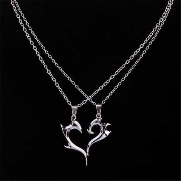 7105 STAINLESS STEEL UNIQUE MAGIC WAND DESIGN HEART SHAPE PENDANT COUPLE NECKLACE 7105 STAINLESS STEEL UNIQUE MAGIC WAND DESIGN HEART SHAPE PENDANT COUPLE NECKLACE