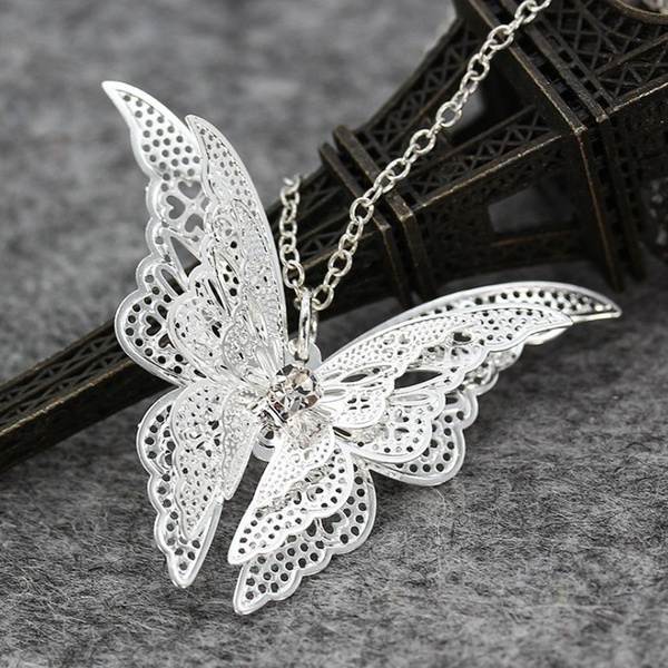 #7059 Woman Lovely Butterfly Pendant Chain Necklace Jewellery #7059 Woman Lovely Butterfly Pendant Chain Necklace Jewellery