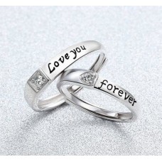 9288 Sterling Silver Love You Forever Couple Rings Adjustable Ring Best Gift 