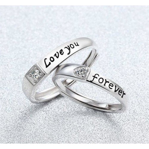 9288 Sterling Silver Love You Forever Couple Rings Adjustable Ring Best Gift 