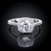 9025 Bridal Wedding Engagement Party Shiny Luxury Rhinestone Silver Plated Ring