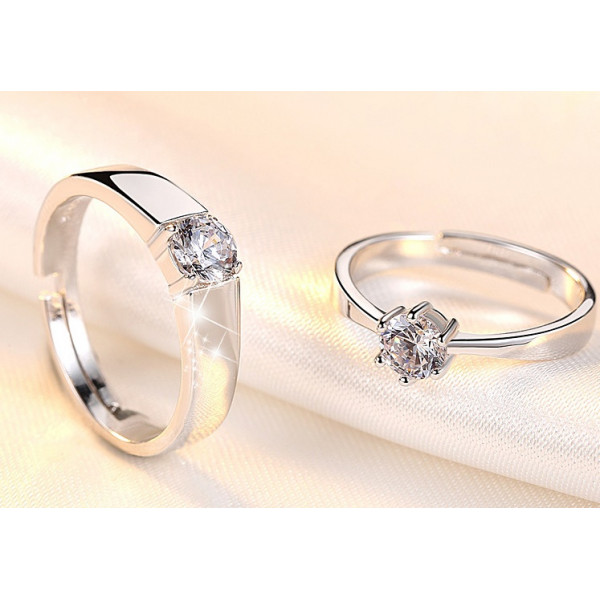 9292 simulation diamond men and women couple live mouth wedding ring silver-plated copper single diamond opening ring jewelry 9292 simulation diamond men and women couple live mouth wedding ring silver-plated copper single diamond opening ring jewelry