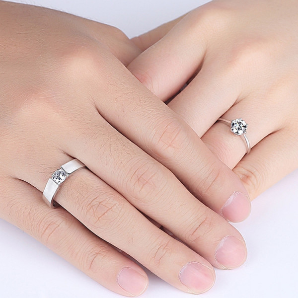 9292 simulation diamond men and women couple live mouth wedding ring silver-plated copper single diamond opening ring jewelry 9292 simulation diamond men and women couple live mouth wedding ring silver-plated copper single diamond opening ring jewelry