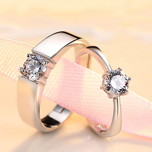 9292 simulation diamond men and women couple live mouth wedding ring silver-plated copper single diamond opening ring jewelry 9292 simulation diamond men and women couple live mouth wedding ring silver-plated copper single diamond opening ring jewelry
