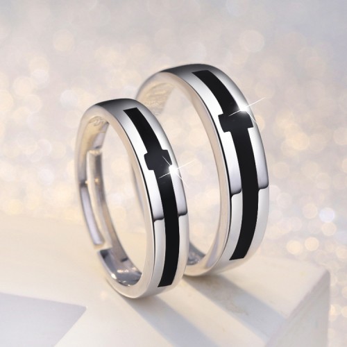 9297 Black and white cross male and female lovers copper silver plated adjustable openings jewelry 