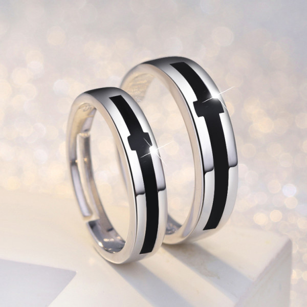 9297 Black and white cross male and female lovers copper silver plated adjustable openings jewelry 9297 Black and white cross male and female lovers copper silver plated adjustable openings jewelry