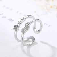 9303 SILVERETTE LOVE HEART ADJUSTABLE AD DUAL RING