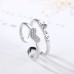 9303 SILVERETTE LOVE HEART ADJUSTABLE AD DUAL RING