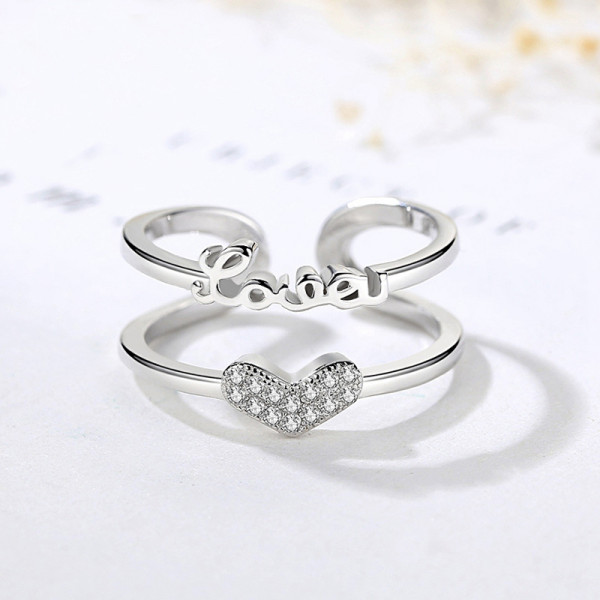9303 SILVERETTE LOVE HEART ADJUSTABLE AD DUAL RING 9303 SILVERETTE LOVE HEART ADJUSTABLE AD DUAL RING