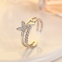 9304  BUTTERFLIES ADJUSTABLE DUAL AD RING
