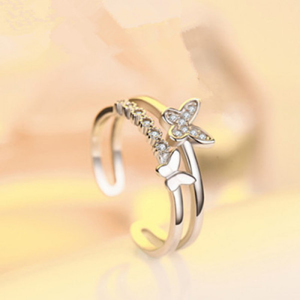 9304 BUTTERFLIES ADJUSTABLE DUAL AD RING 9304 BUTTERFLIES ADJUSTABLE DUAL AD RING