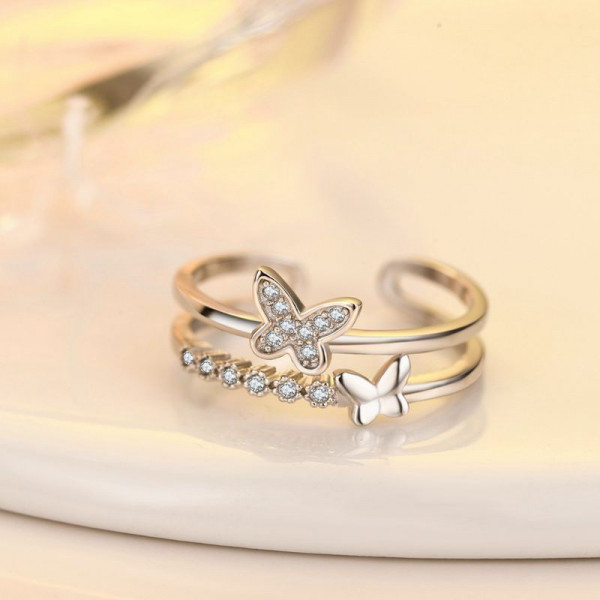 9304 BUTTERFLIES ADJUSTABLE DUAL AD RING 9304 BUTTERFLIES ADJUSTABLE DUAL AD RING