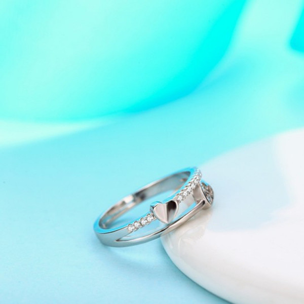 9305 SILVER LAYERED HEARTS ADJUSTABLE AD RING 9305 SILVER LAYERED HEARTS ADJUSTABLE AD RING