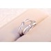 9347  Sterling Silver Couple Rings, Adjustable Style bowknot Promise Ring Set for Him and Her